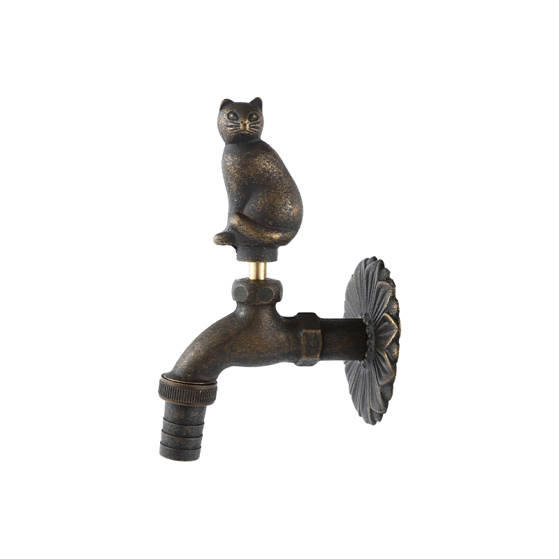 YT3038 robinet en forme de chat, noir ancien1/2"